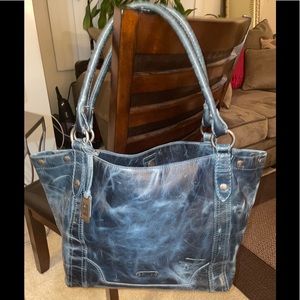 Frye Melissa Leather Satchel in Marine Blue